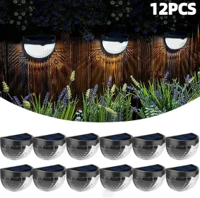 12/6 Solar Fence Lights, Solar Platform Lights, Solar Wall Lights, Rechargeable Solar Cells, Suitable For Front Porches, Security Lights, Wall In (Option: White-12PCS)