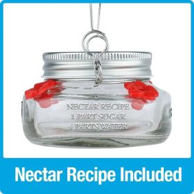 6oz Mason Jar Hummingbird Glass Feeder 2.5" (Option: Clear)