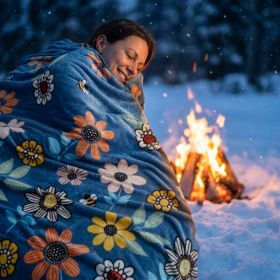 1PC Soft Fleece Throw Blanket, Lightweight Warm Plush Blanket For Camping Sofa Bedroom (Option: Blue-60x80 inch)