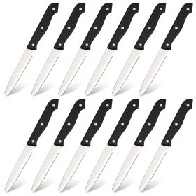 12-piece Kitchen Knife And Accessory Set With High-carbon Stainless Steel Blades, Including Meat And Steak Knives, With ABS Handles (Option: Primary color)