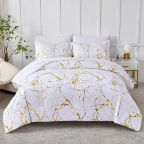 Marble White Duvet Cover Set (Option: King)