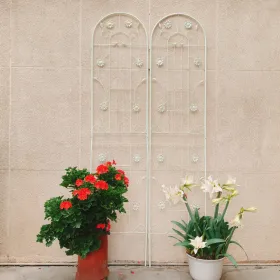 2 Pack Metal Garden Trellis 86.7" X 19.7" Rustproof Trellis For Climbing Plants Outdoor Flower Support (Option: CREAMWHITE)