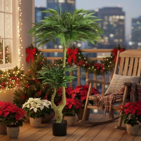 5FT Artificial Tree With Natural Foliage In Black Pot Willow Silk Indoor Plant For Home Office Living Room Decor Maintenance Free (Option: GREEN)