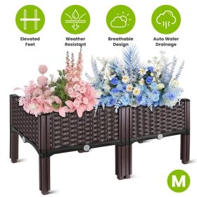 Outdoor Raised Garden Bed With Legs Elevated Planter Box With Self-watering System For Garden Patio Balcony Vegetables Flowers Herbs PP Plastic B (Option: M)