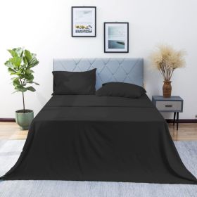California King Sheet Set 4 Pieces Soft California King Size Sheets Cooling & Breathable Hotel-Quality Easy Care Polyester Microfiber Bedding For (Option: Black-F)
