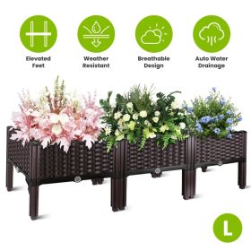 Outdoor Raised Garden Bed With Legs Elevated Planter Box With Self-watering System For Garden Patio Balcony Vegetables Flowers Herbs PP Plastic B (Option: L)