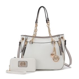 MKF Collection Lina Tote Handbag with Wristlet Wallet Vegan Leather Crossover Women's Purse by Mia K (Color: White, Material: Vegan Leather)