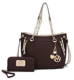 MKF Collection Lina Tote Handbag with Wristlet Wallet Vegan Leather Crossover Women's Purse by Mia K (Color: Chocolate, Material: Vegan Leather)