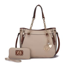 MKF Collection Lina Tote Handbag with Wristlet Wallet Vegan Leather Crossover Women's Purse by Mia K (Color: Taupe, Material: Vegan Leather)