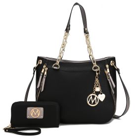 MKF Collection Lina Tote Handbag with Wristlet Wallet Vegan Leather Crossover Women's Purse by Mia K (Color: Black, Material: Vegan Leather)