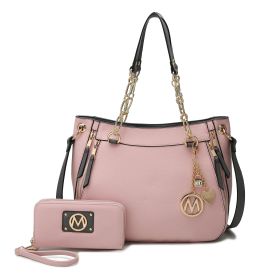 MKF Collection Lina Tote Handbag with Wristlet Wallet Vegan Leather Crossover Women's Purse by Mia K (Color: Pink, Material: Vegan Leather)