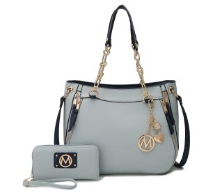 MKF Collection Lina Tote Handbag with Wristlet Wallet Vegan Leather Crossover Women's Purse by Mia K (Color: Light Blue, Material: Vegan Leather)