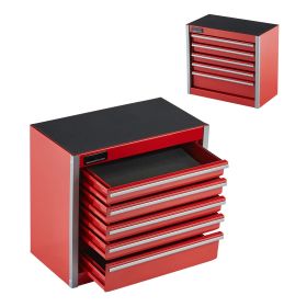 Metal Tool Box, 8.6-inch, Portable Metal Tool Box with 5 Drawers, Small Tool Chest with EVA Liners and PP Feet Pads (number of drawers: 5 Drawers, Color: Red)