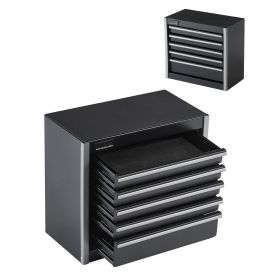 Metal Tool Box, 8.6-inch, Portable Metal Tool Box with 5 Drawers, Small Tool Chest with EVA Liners and PP Feet Pads (number of drawers: 5 Drawers, Color: Black)
