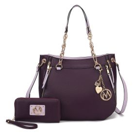 MKF Collection Lina Tote Handbag with Wristlet Wallet Vegan Leather Crossover Women's Purse by Mia K (Color: Purple Lilac, Material: Vegan Leather)