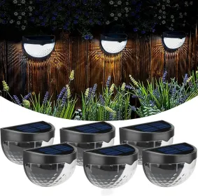 12/6 Solar Fence Lights, Solar Platform Lights, Solar Wall Lights, Rechargeable Solar Cells, Suitable For Front Porches, Security Lights, Wall In (Option: White-6PCS)