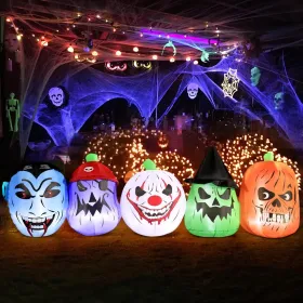 12FT Halloween Inflatables Decoration Giant Ghost With 3-Colored Flame Rotation LED Light Spooky Halloween Decorations Outdoor Blow Up Yard Decor (Option: ScaryGiantHeads)