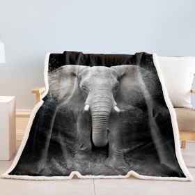 3D Elephant Printed Sherpa Fleece Blanket For Couch Sofa Bed Soft Cozy Fuzzy Black Galaxy Elephant Gifts For Women Adults 130X150cm 150X200cm (Option: 130x150-Gray)