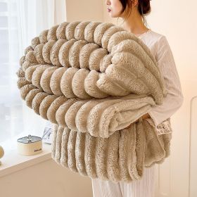 Luxurious Faux Rabbit Fur Blanket - Soft, Warm, And Comfortable, Perfect For Sofas, Beds, Offices, And Travel - A Versatile, All-season Gift And (Option: Khaki-62inX 79in 150 X 200cm)