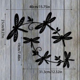 Elegant Dragonfly Wall Art Decor Set - 2-Piece Metal Sculpture For Indoor (Option: Wrought iron decoration)
