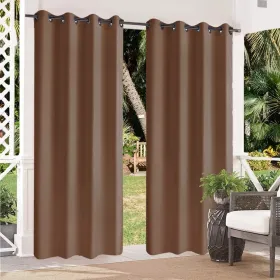 Luxury Outdoor Woolen Curtains With Straps, High-End Blackout Curtains For Living And Bedrooms, Thick And Warm, Home Decor (Option: 50inch84inchbrown)
