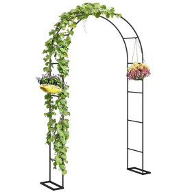 8 Ft Steel Garden Arch, Garden Arbor Trellis Features A Large Rectangular Base With Large Base For Climbing Plants, Wedding Arch Stand (Option: Black)