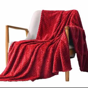 Solid Color Flannel Wheat Grain Blanket Children's Blankets (Option: Red-150x200cm)